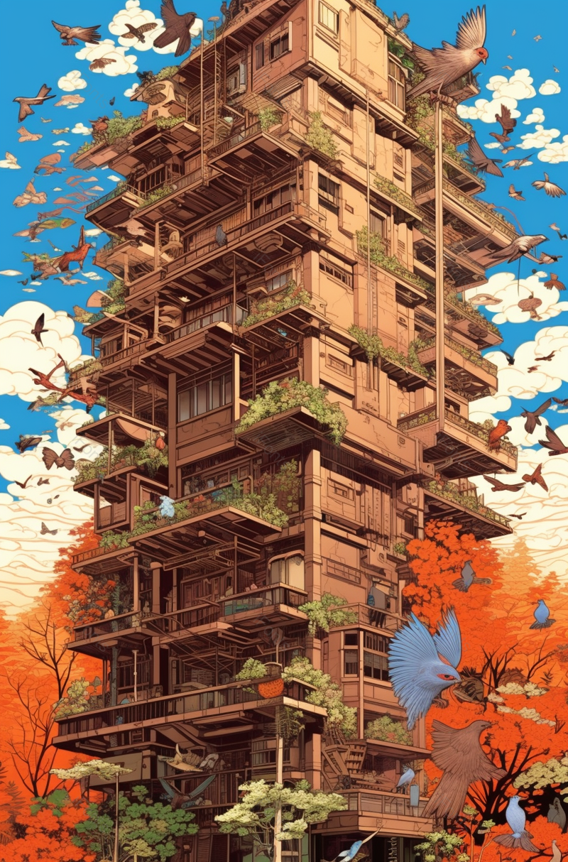 重叠建筑楼房手绘红色渐变国潮风青山故宫远山仙鹤祥云,插画/手绘图,插画/手绘图库,插画/手绘图下载,插画/手绘